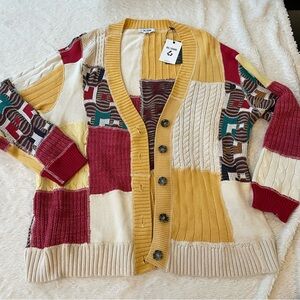 Re/Done Patchwork Knit Sweater